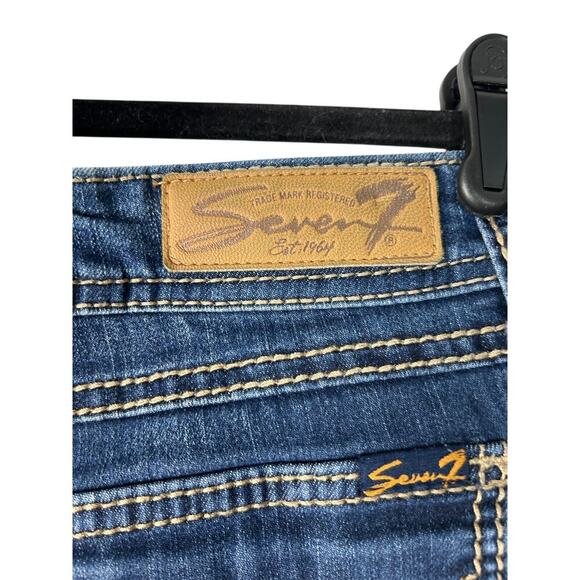 Seven7 Jeans Womens 14 Blue Bootcut Thick Stitch Embroidered Flap Pockets Denim - Picture 6 of 15